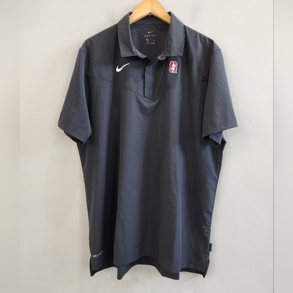 Nike Dri-Fit On Field Stanford Cardinal Embroidered Black Polo Shirt Men's XL - Picture 1 of 8